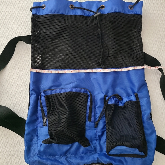 BeeGreen Blue Large Capacity Mesh Drawstring Backpack - Picture 10 of 14